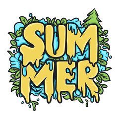 handwritten graffiti art about summer