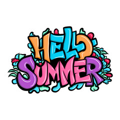 handwritten graffiti art about summer