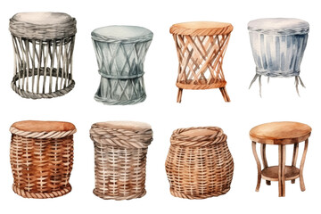 Whimsical Wicker Wonderland on a White or Clear Surface PNG Transparent Background..