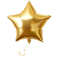 Golden star shaped balloon on transparent background