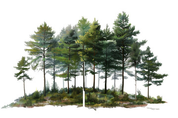 Forest trees isolated on transparent background