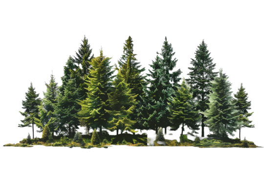 Forest trees isolated on transparent background - Powered by Adobe