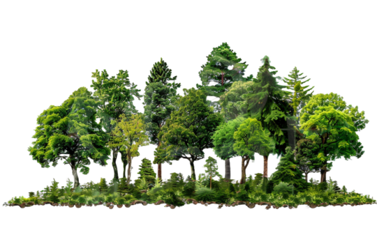 Forest trees isolated on transparent background
