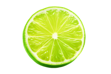 Citrus Symphony: A Halved Lime Dancing on White Canvas on a White or Clear Surface PNG Transparent Background..
