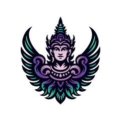 Garuda Illustration in Vibrant Gradient Color Isolated Background Vector Design for Mascot Logo Esport Game Tshirt Tattoo Symbol Eagle Hawk Owl Bird Phoenix Element Mascot on White Background