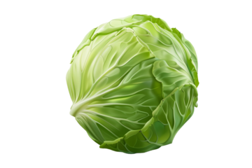 Fresh green cabbage isolated on transparent background