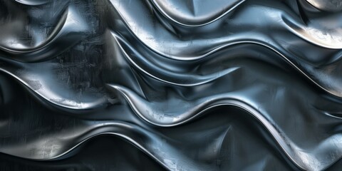Fototapeta premium Close-up of a silver metal surface with a wavy texture