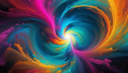 Obraz premium A dynamic and vibrant abstract artwork featuring a swirling vortex of bright colors, blending seamlessly to create a sense of motion and energy, perfect for modern and artistic settings.. AI