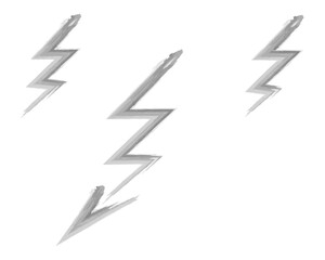 Lightning and arrow. Sketch. Three gray lines are curved in a zigzag shape. Hand drawn watercolor signpost. Vector illustration. Electricity. Outline on isolated white background. Doodle style.