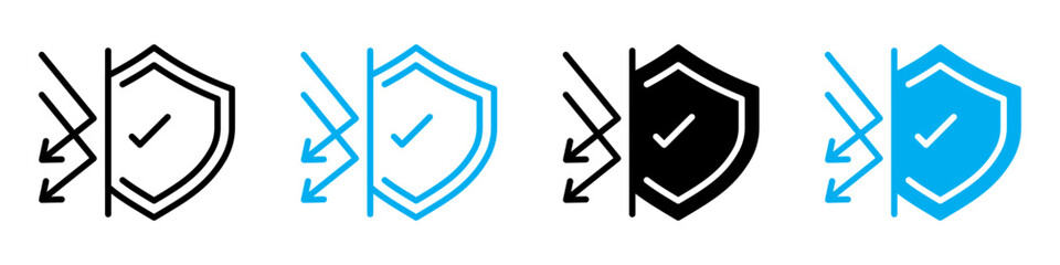 Protection from attack icon vector set collection for web