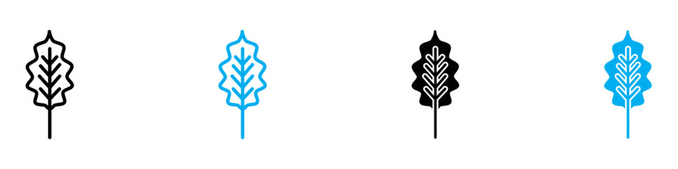 Oak leaf with veins icon vector set collection for web