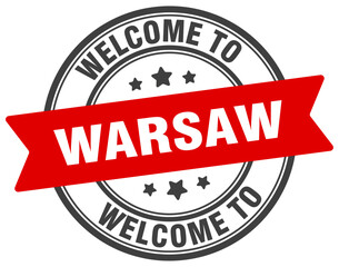 Welcome to Warsaw stamp. Warsaw round sign