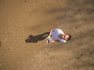 Man taking selfie with a drone