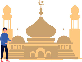 Boy is showing the famous mosque.