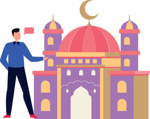 Boy showing Islamic place.