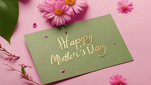 
Animation beautiful greeting card "Happy mother's day" with flowers backgroud
