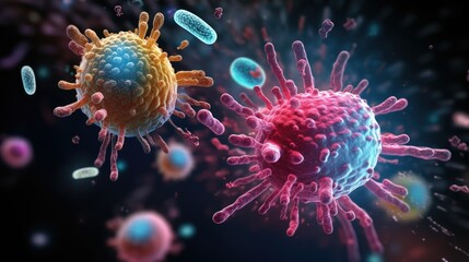 Fototapeta premium Bacteria inside body, medicine microbiology virus