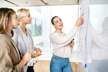 Senior businesswoman leading workshop in office