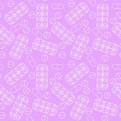 Medicine pills seamless cartoon doctors care pattern for wrapping paper