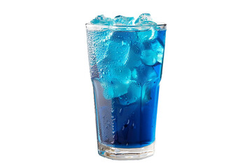 Glass of blue water with ice isolated on transparent background