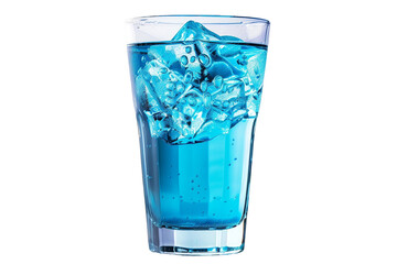 Glass of blue water with ice isolated on transparent background