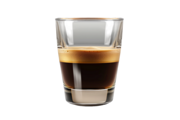Glass of coffee shot isolated on transparent background