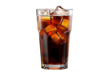 Glass of cola with ice isolated on transparent background