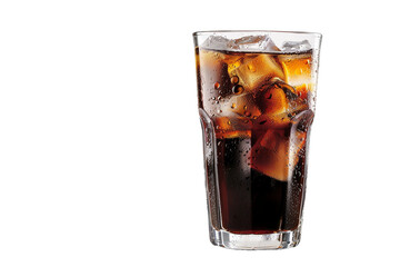 Glass of cola with ice isolated on transparent background