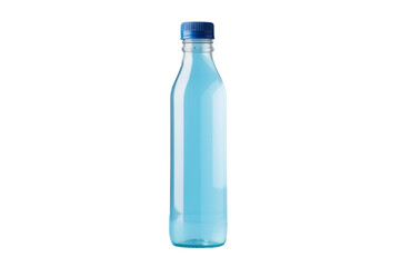 A Blue Glass Bottle With a Blue Cap on a White or Clear Surface PNG Transparent Background..