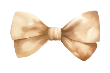 Elegance Unleashed: A Brown Bow Ties Dance on White Canvas on a White or Clear Surface PNG Transparent Background..