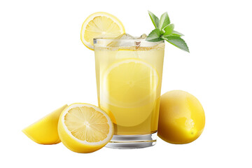 Glass of lemonade isolated on transparent background