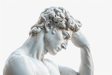 Naklejka premium Marble greek man sculpture wedding female person.