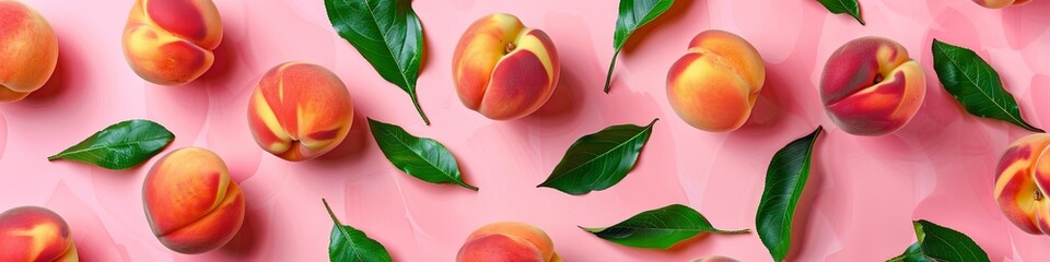 Summer Freshness with Vibrant Peaches and Leaves