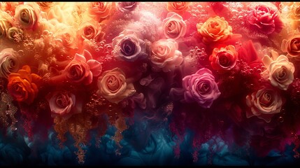 Fototapeta premium A Garden Symphony with stunning colorful flowers in an oil painting