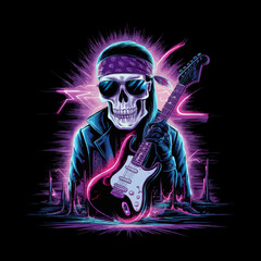 Vector psychedelic  vibrant skull t shirt design