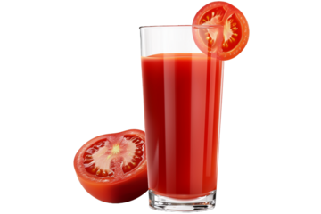 Glass of tomato juice isolated on transparent background