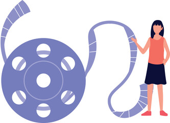 The girl is showing video reels.