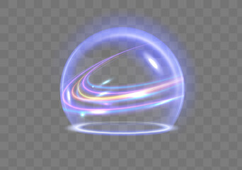 Sphere shield abstract energy protection spheres. Force field globe shell. Dome barrier technology vector set. © luda
