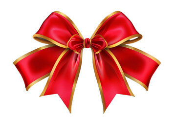 Fototapeta premium Gold edge red bow isolated on transparent background