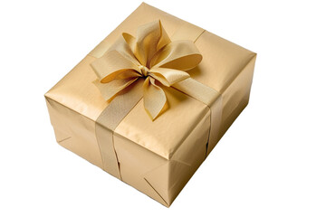 Obraz premium Gold gift isolated on transparent background