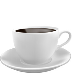 Coffee cup with coffee and steam. Front view. Vector isolated design element.