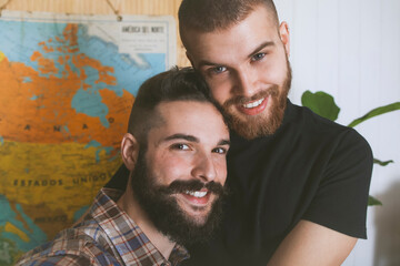 Portrait of happy gay couple