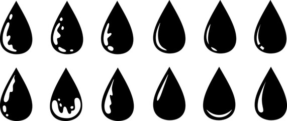Water drop icons collection. Vector design elements.