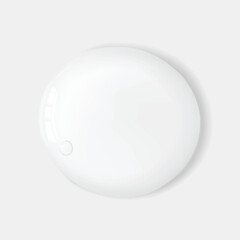 Transparent liquid skincare product drop realistic vector illustration. Rice toner sample closeup beauty treatment