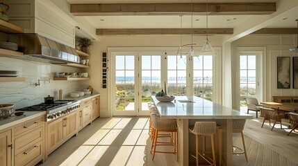 Modern Coastal Retreat Kitchen with Sleek Design and Ocean-Inspired Accents