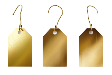 Gold tags isolated on transparent background
