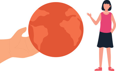 A girl is telling to take care of the earth.