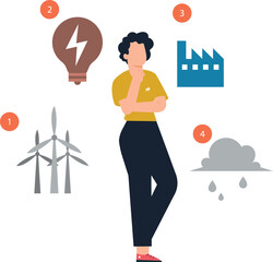 Boy thinking about climate change ideas.