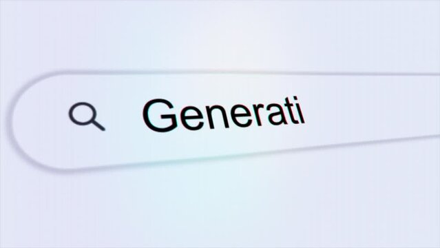 Generative Ai typing on internet search bar computer screen