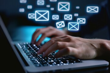 Email marketing concepts, email sent and received notification reminders, sales project managers in the customer list business in the email.